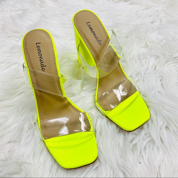 Neon yellow clear chunk heel - Picture 4 of 6
